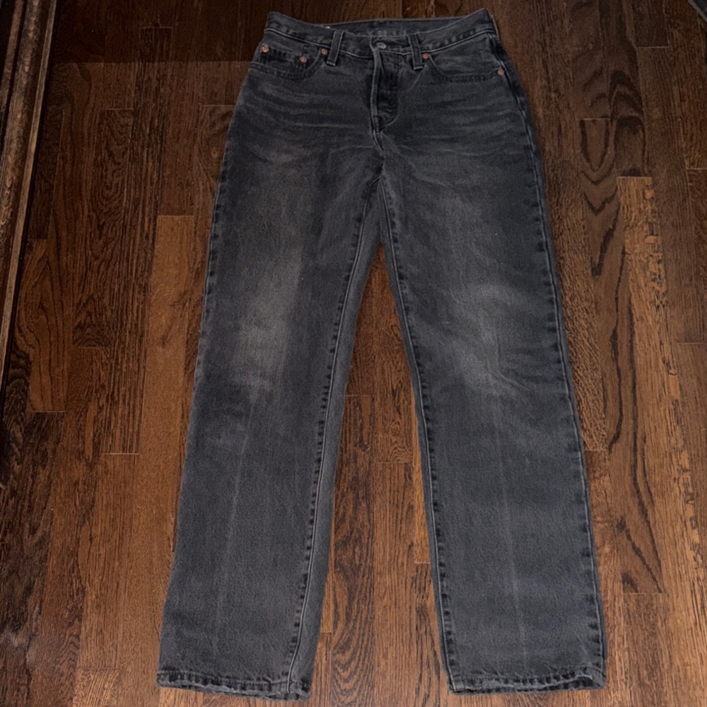 Levi's 501 90s Dark Gray black Straight Leg Jeans size 24 (runs big!)